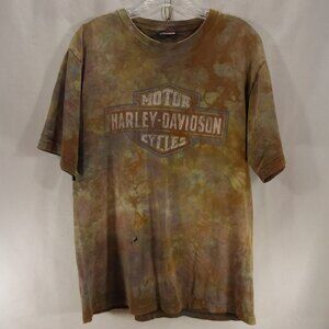 Mens VTG 2000's Harley Davidson Brown Tie Dye T-Shirt South East Bedford OH M